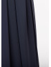 Navy Blue Chiffon Off Shoulder Slit Front Long Prom Dress 